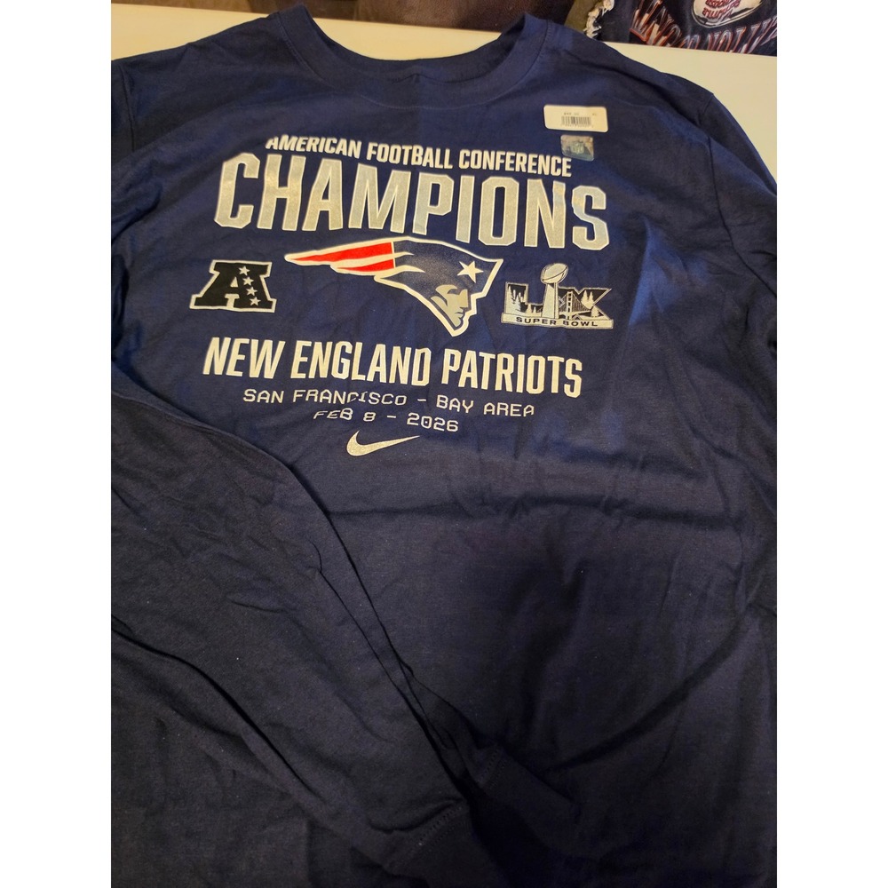 Nike‎ New England Patriots AFC Champions Long Sleeve Shirt Navy XXL Super Bowl